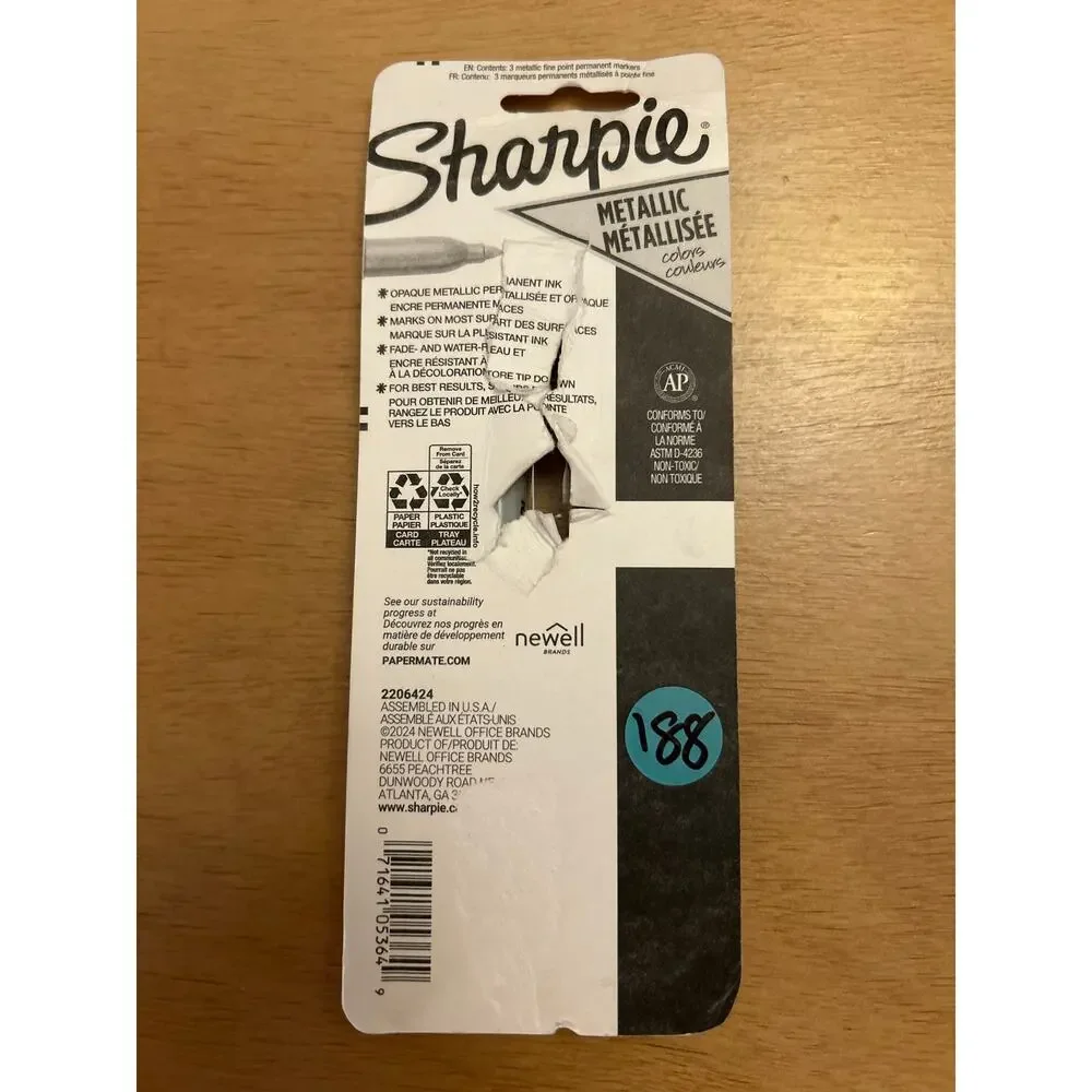New 2pk Sharpie Metallic Permanent Markers Fine Tip Gold & Bronze